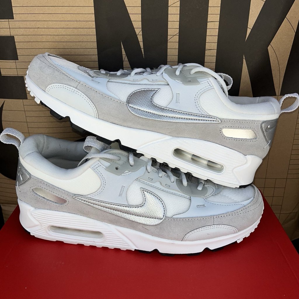 New Nike Air Max 90 Futura Men Sz 9.5, Women Sz 11 Dm9922 004 Pure Platinum